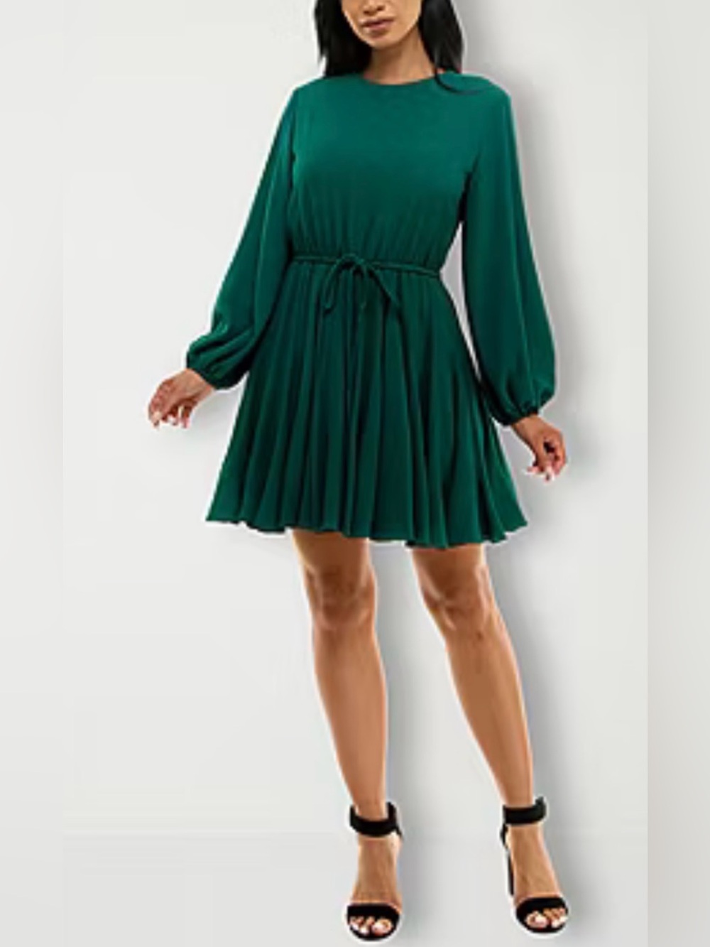 Premier Emerald Green Long-Sleeve Fit & Flare Dress